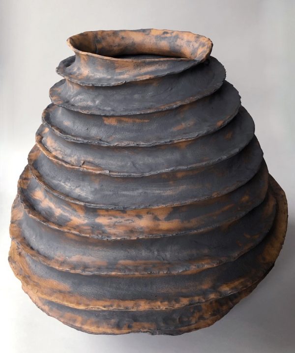 Spiral hand built stoneware jar by Reuben Sinha