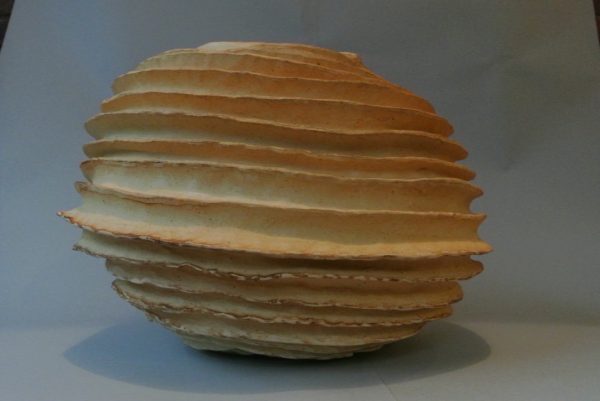 Spiral stoneware moon jar by Reuben Sinha