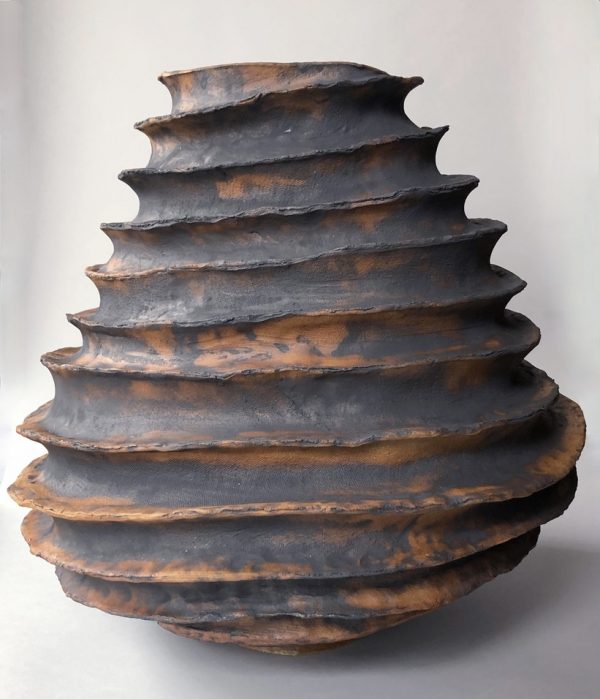 Spiral hand built stoneware jar by Reuben Sinha