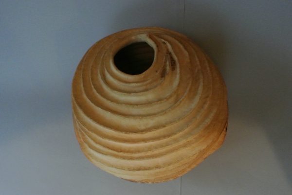 Spiral stoneware moon jar by Reuben Sinha