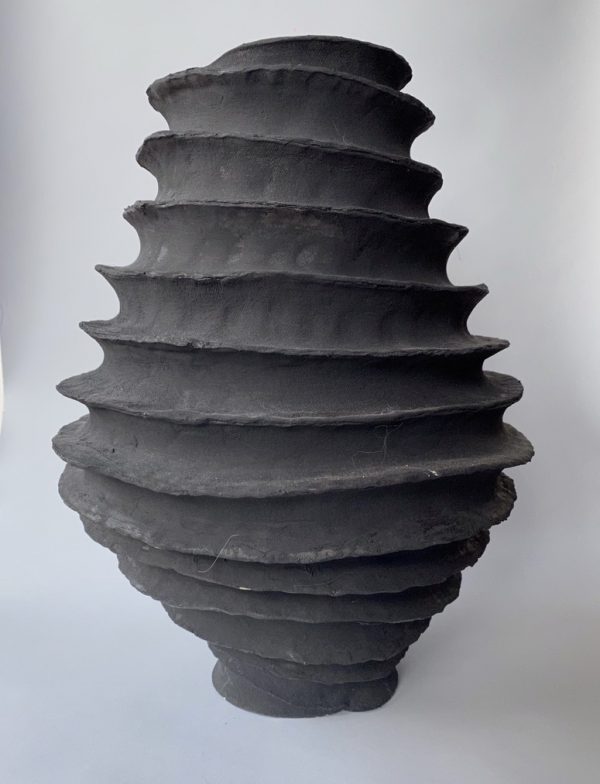 Spiral hand built stoneware vase by Reuben Sinha