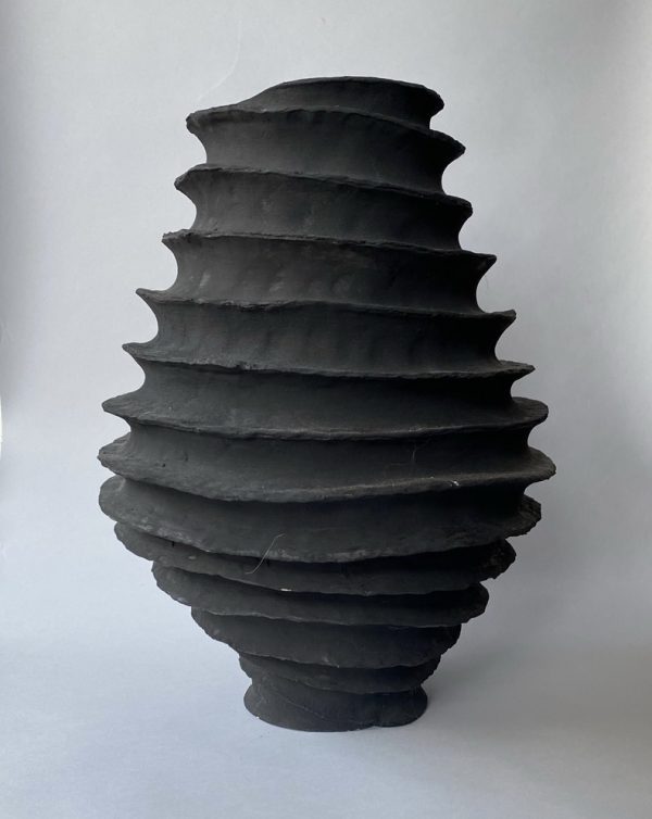 Spiral hand built stoneware vase by Reuben Sinha