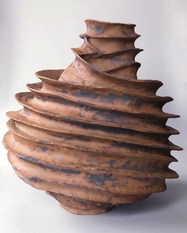 Spiral hand built stoneware jar by Reuben Sinha