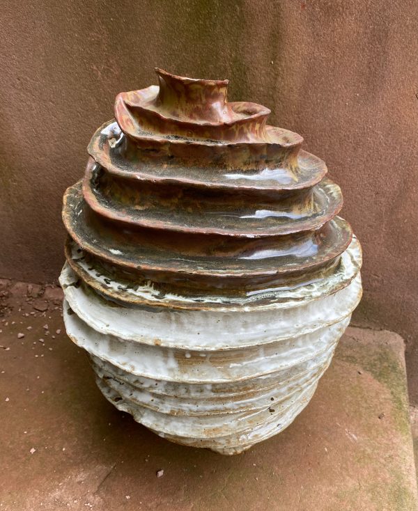 hand built ceramic spiral jar by Reuben Sinha