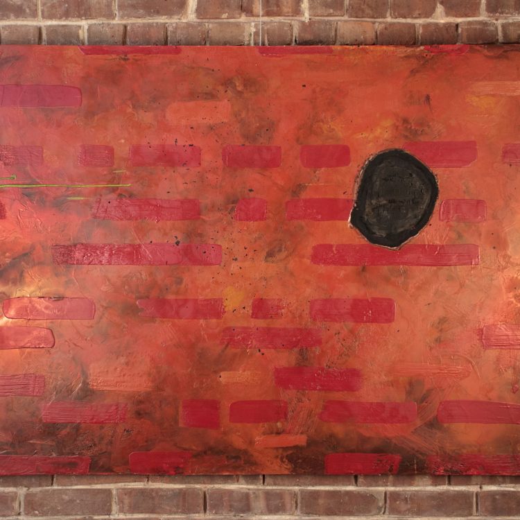 Red Anxiety Redacted. Encaustic on plywood. 2025