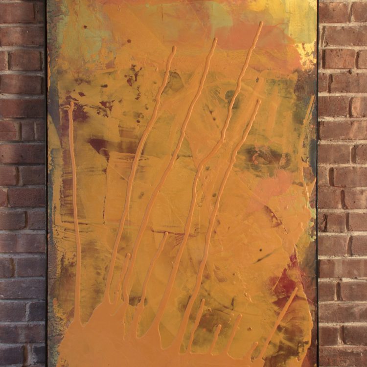 Encaustic and gold leaf on plywood. 60" X 36". 2024