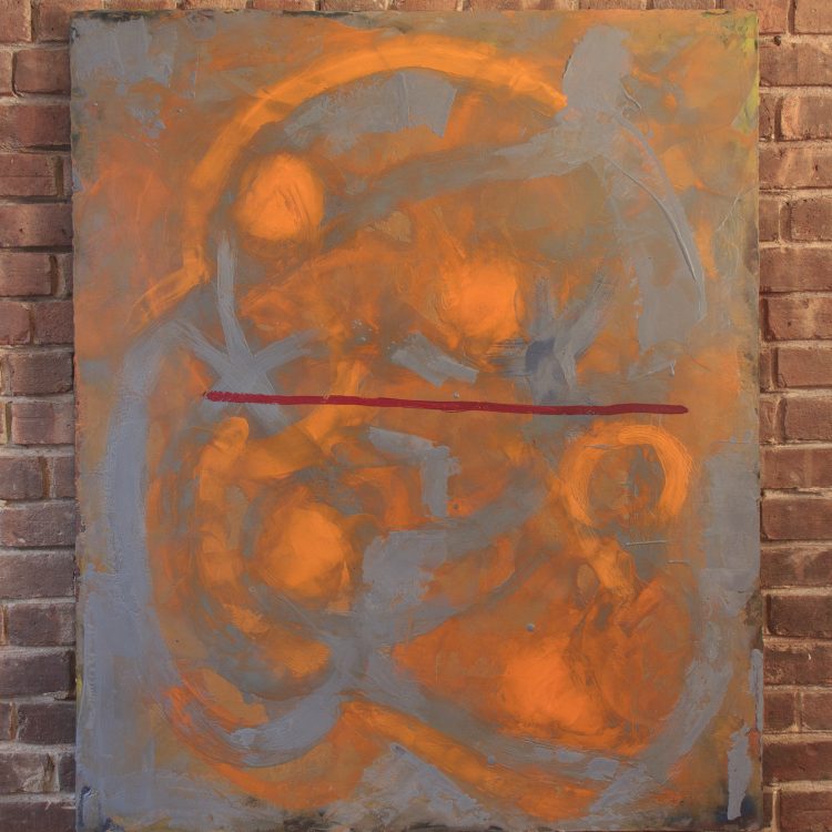 Three color void. 2024. Encaustic on wood panel. 43.5” X 36”.